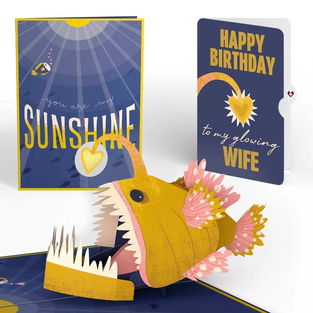 Lovepop You Are My Sunshine Anglerfish Birthday Pop-Up Card and Sentiment Set for Wife