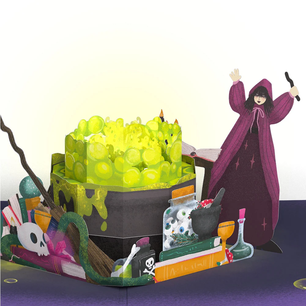 Lovepop Toil and Trouble Halloween Cauldron Music and Lights Pop-Up Card & Bouquet Bundle - Image 3