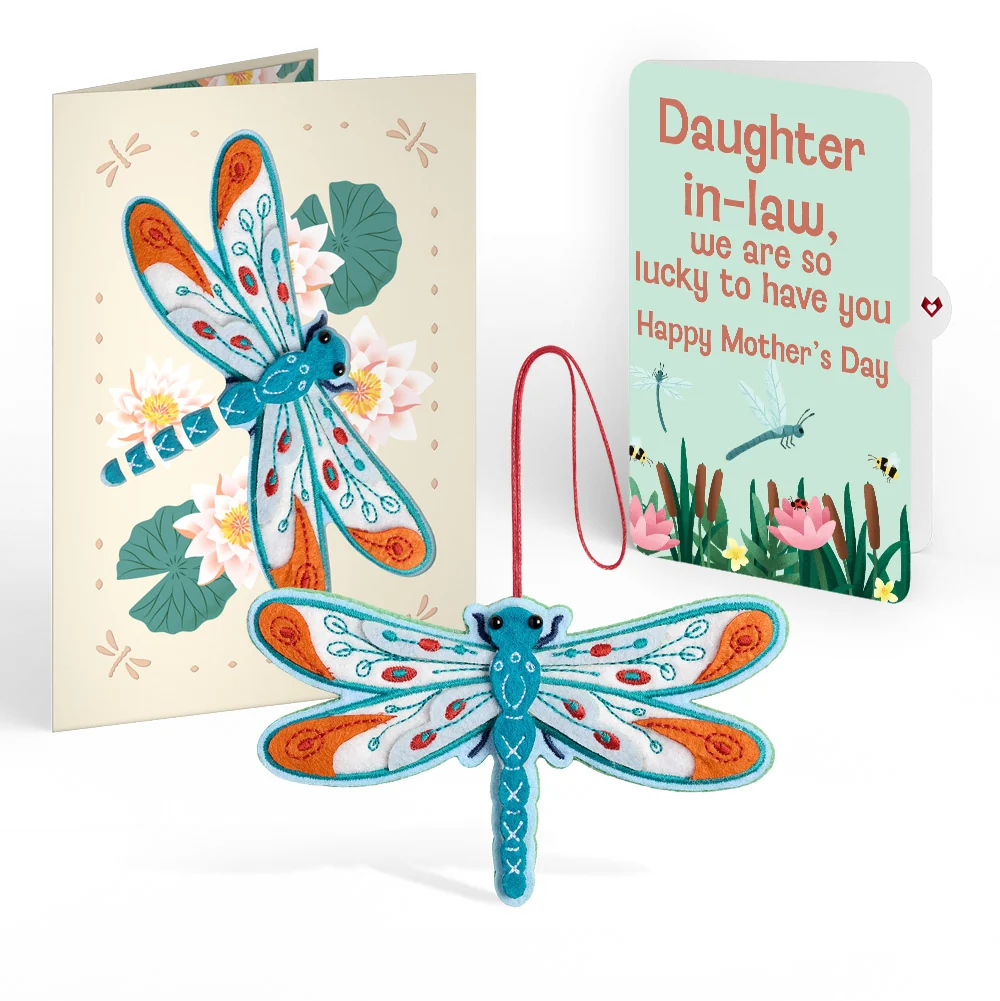 Lovepop Peaceful Dragonfly Mother’s Day HeartFelt Charm Card and Sentiment Set for Daughter-in-law