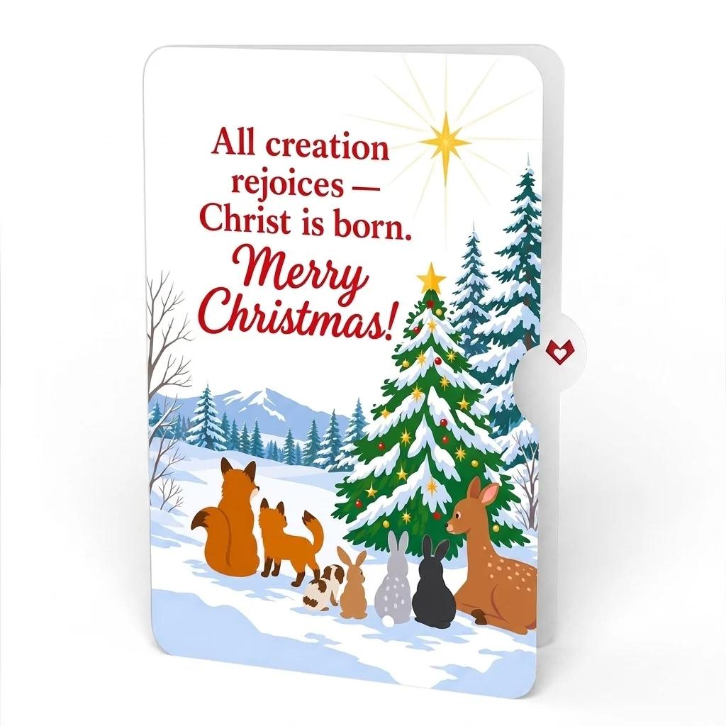 Lovepop Woodland White Christmas Pop-Up Card and Christ Is Born Sentiment Set - Image 4