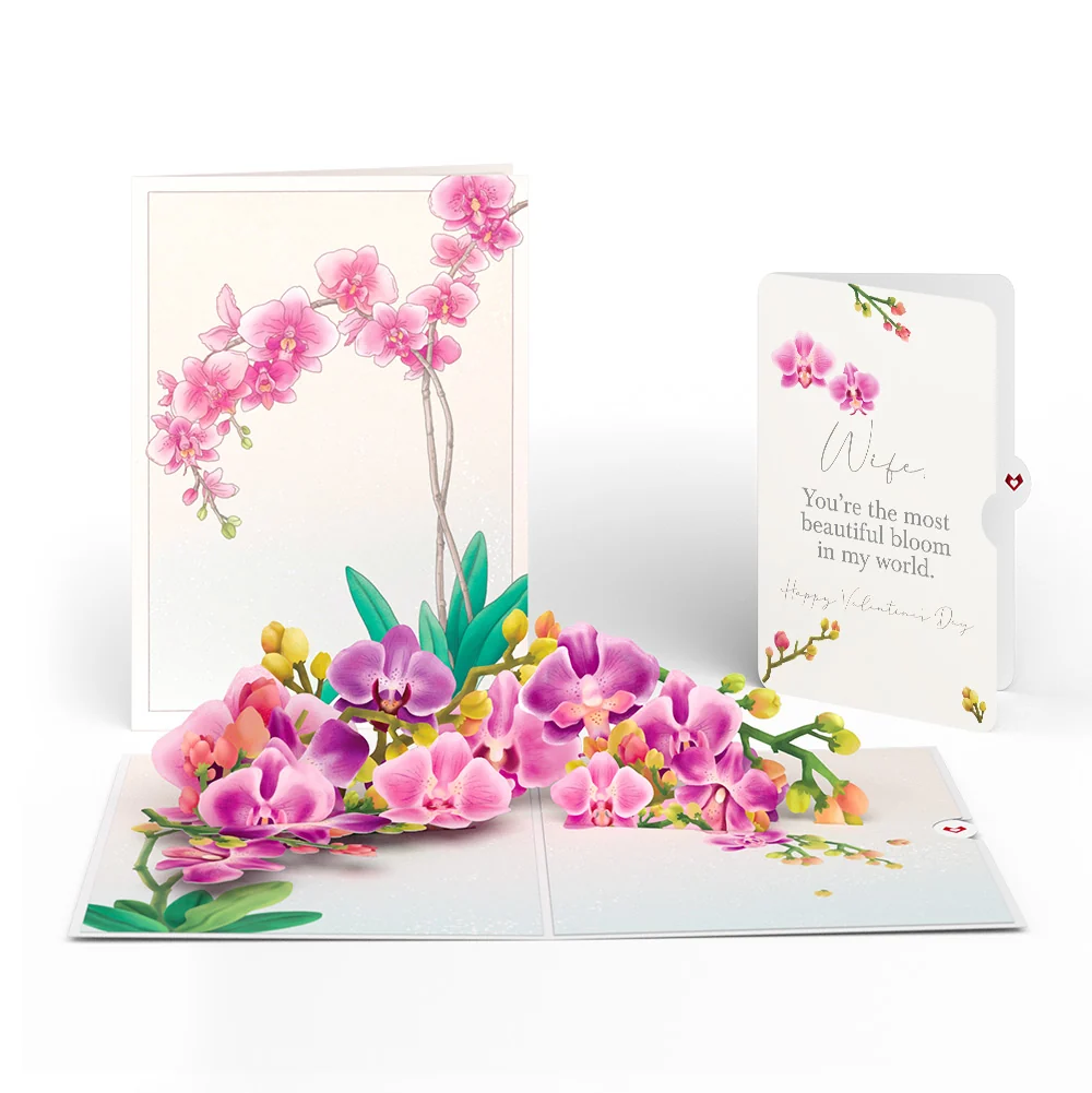 Lovepop Watercolor Orchid Valentine Pop-Up Card and Sentiment Set for Wife