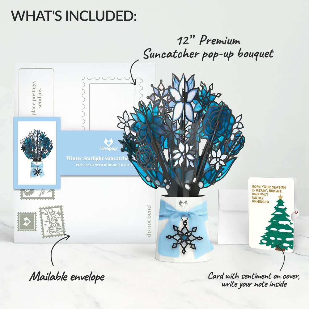 Lovepop Winter Starlight Suncatcher Bouquet and Blessing Christmas Tree Sentiment Set Glass - Image 2