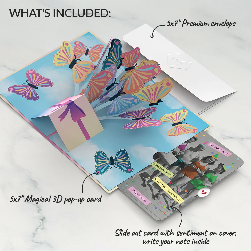 Lovepop Act Like It's Your Birthday Butterflies Pop-Up Card and Sentiment Set - Image 2
