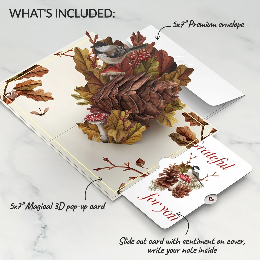 Lovepop Fall Forest Floor Appreciation Pop-Up Card and Sentiment Set Cream - Image 2