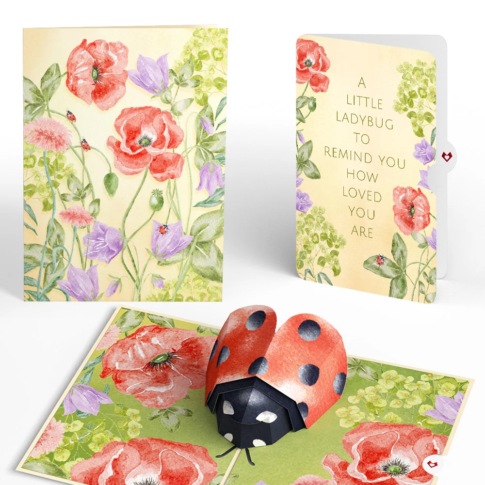 Lovepop Lovely Ladybug Thinking of You Pop-Up Card and Sentiment Set Cream