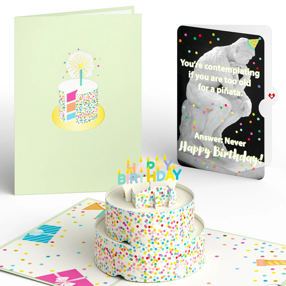 Lovepop Sprinkles Birthday Cake with The Thinker Pop-Up Card and Sentiment Set Candle