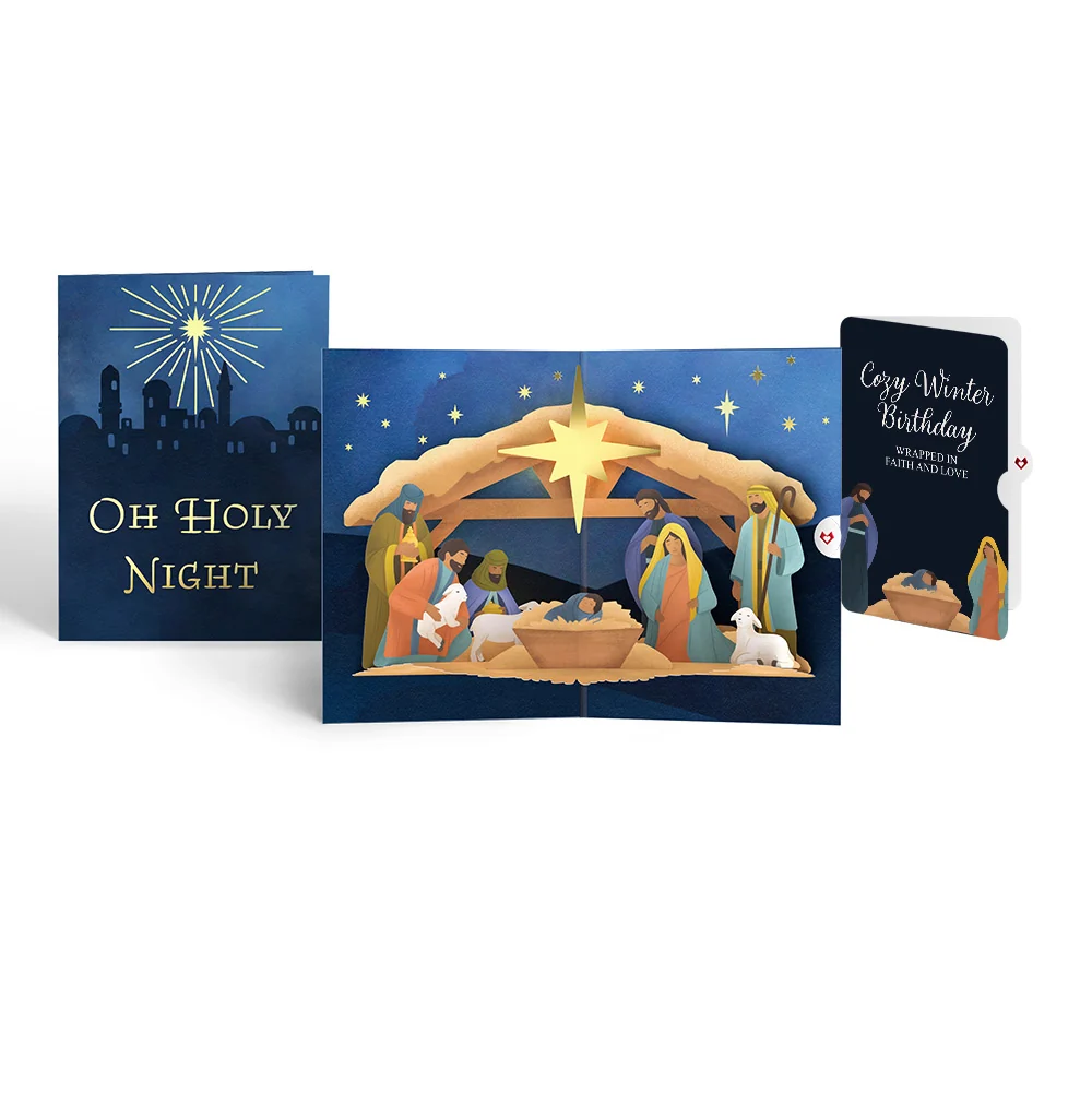 Lovepop Oh Holy Night Nativity Birthday Light-Up Pop-Up Card and Sentiment Set