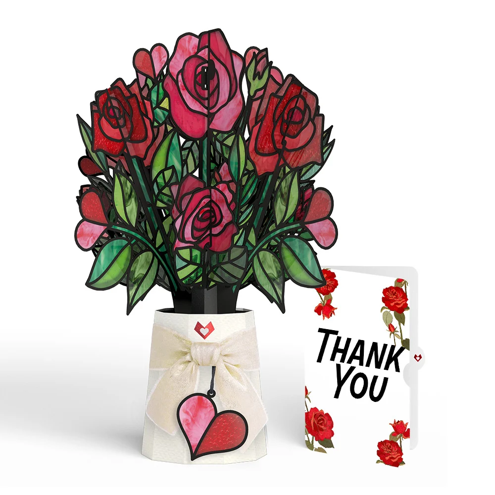 Lovepop Radiant Rose Thank You Suncatcher Bouquet and Sentiment Set Glass