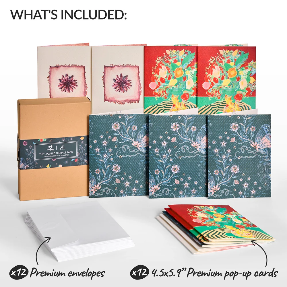Lovepop The Uplifted Florals Box Set (Assorted 12-Pack): Paperpop Card – x ArtLifting - Image 3