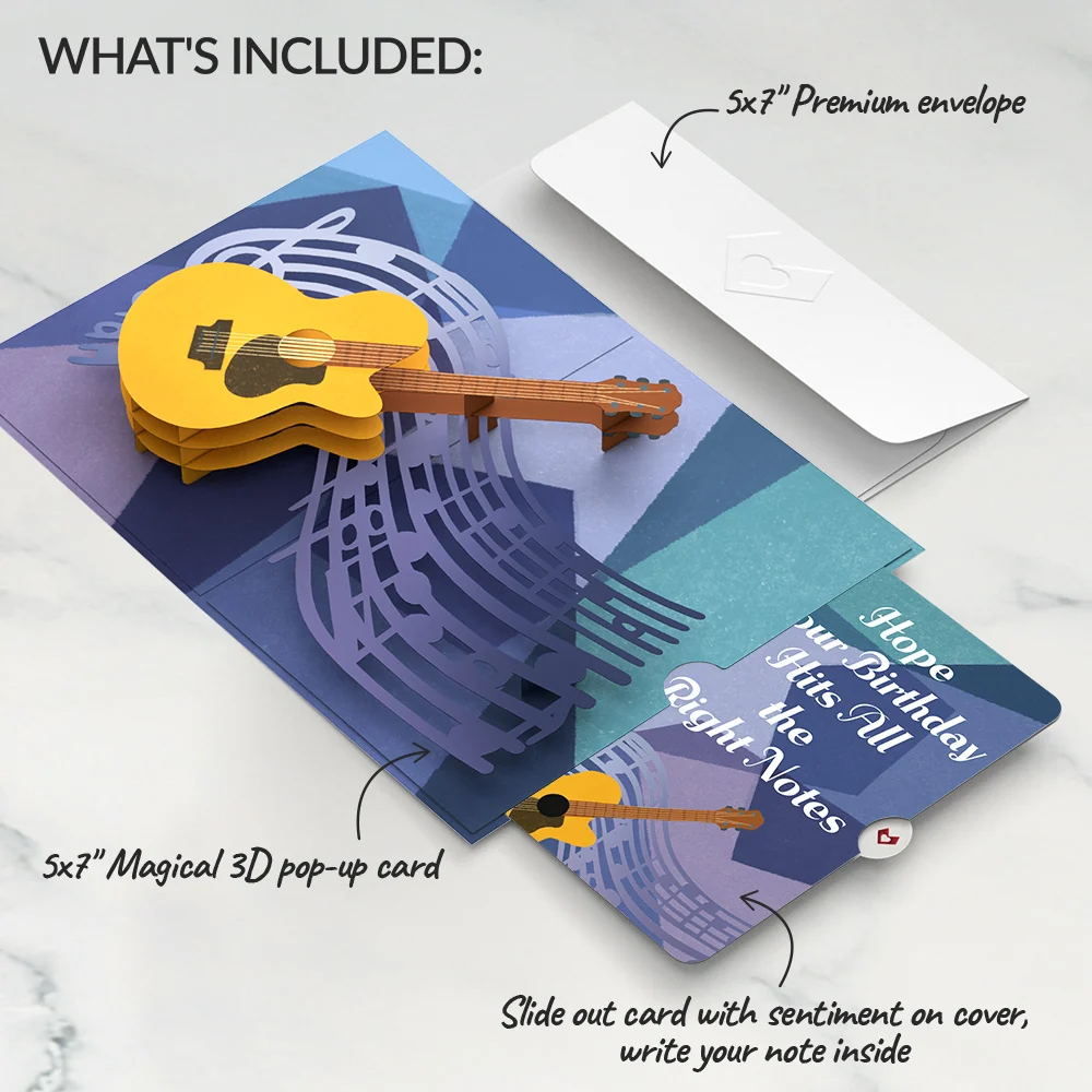 Lovepop Acoustic Guitar Birthday Pop-Up Card and Sentiment Set - Image 2