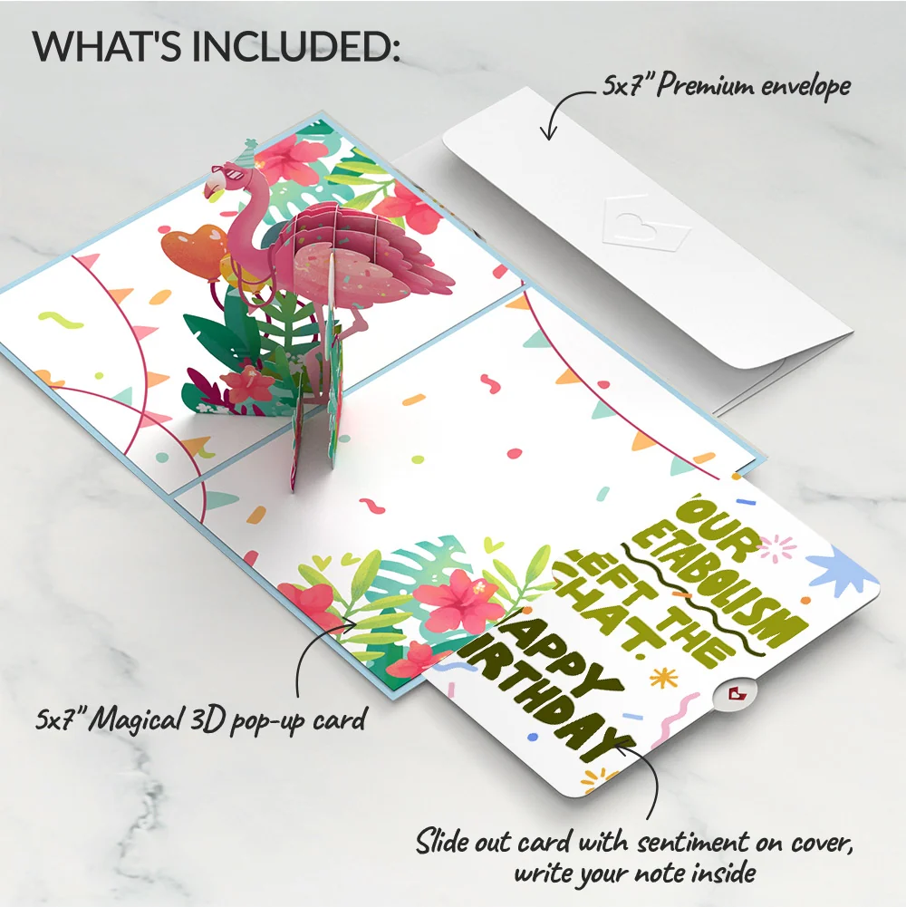 Lovepop Flamazing Birthday Flamingo Pop-Up Card and Metabolism Left The Chat Sentiment Set - Image 2