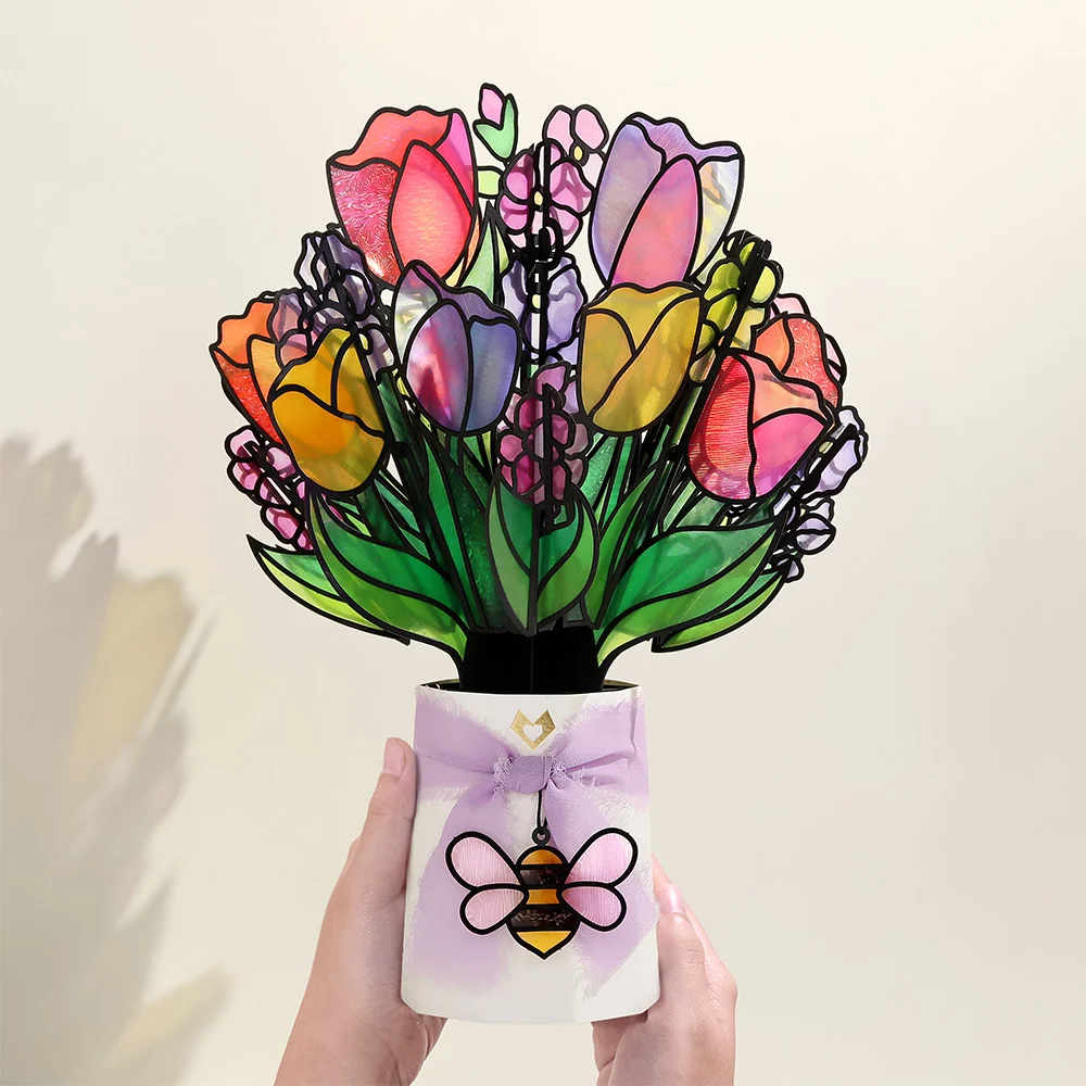 Lovepop Vibrant Tulip Suncatcher Bouquet Vase - Image 3