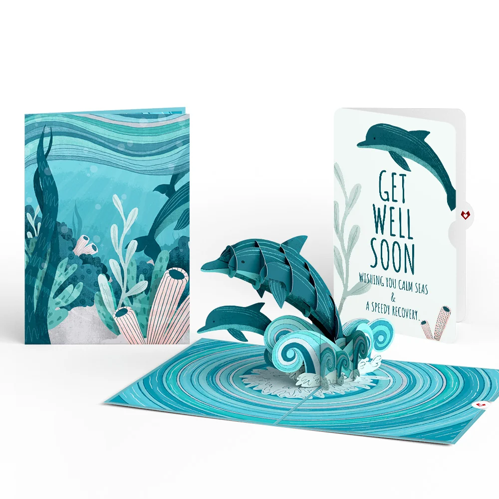 Lovepop Playful Dolphins Get Well Soon Pop-Up Card and Sentiment Set