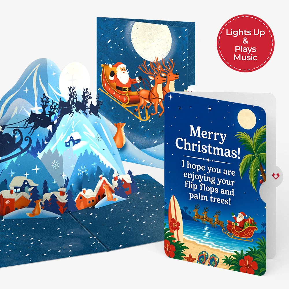 Lovepop Christmas Eve Sleigh Ride Music and Lights Pop-Up Card and Palm Tree Sentiment Set