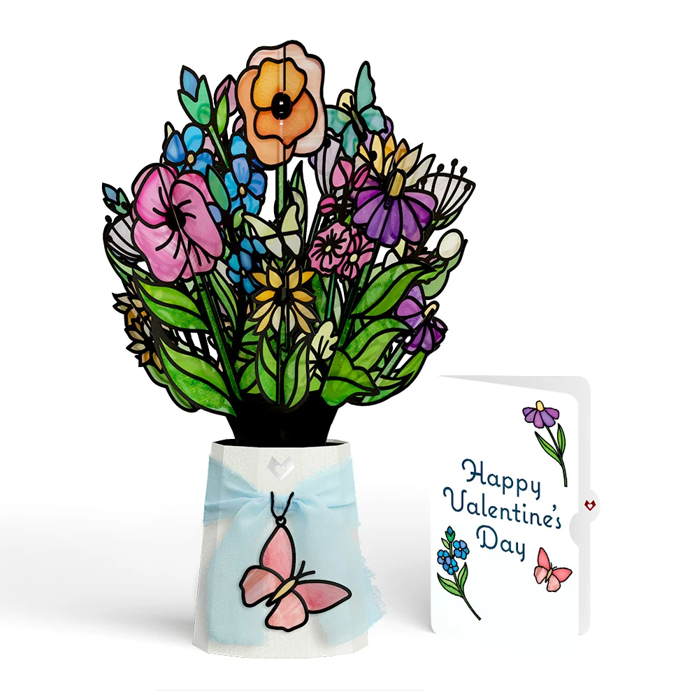 Lovepop Garden Glow Valentine Suncatcher Bouquet and Sentiment Set Glass