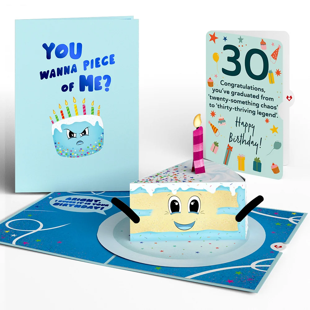 Lovepop Whimsical 30th Birthday Cake Slice Pop-Up Card and Sentiment Set Candle