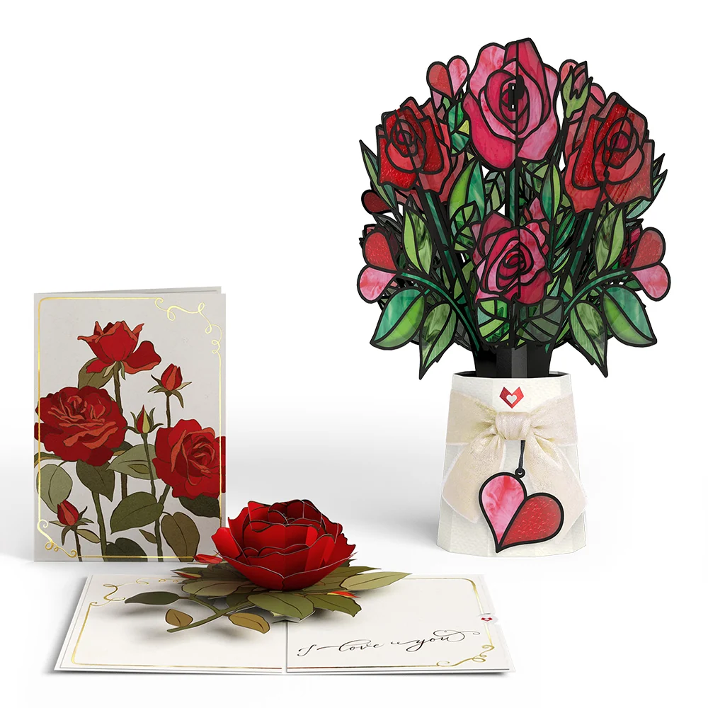 Lovepop I Love You Roses Pop-Up Card & Suncatcher Bouquet Bundle