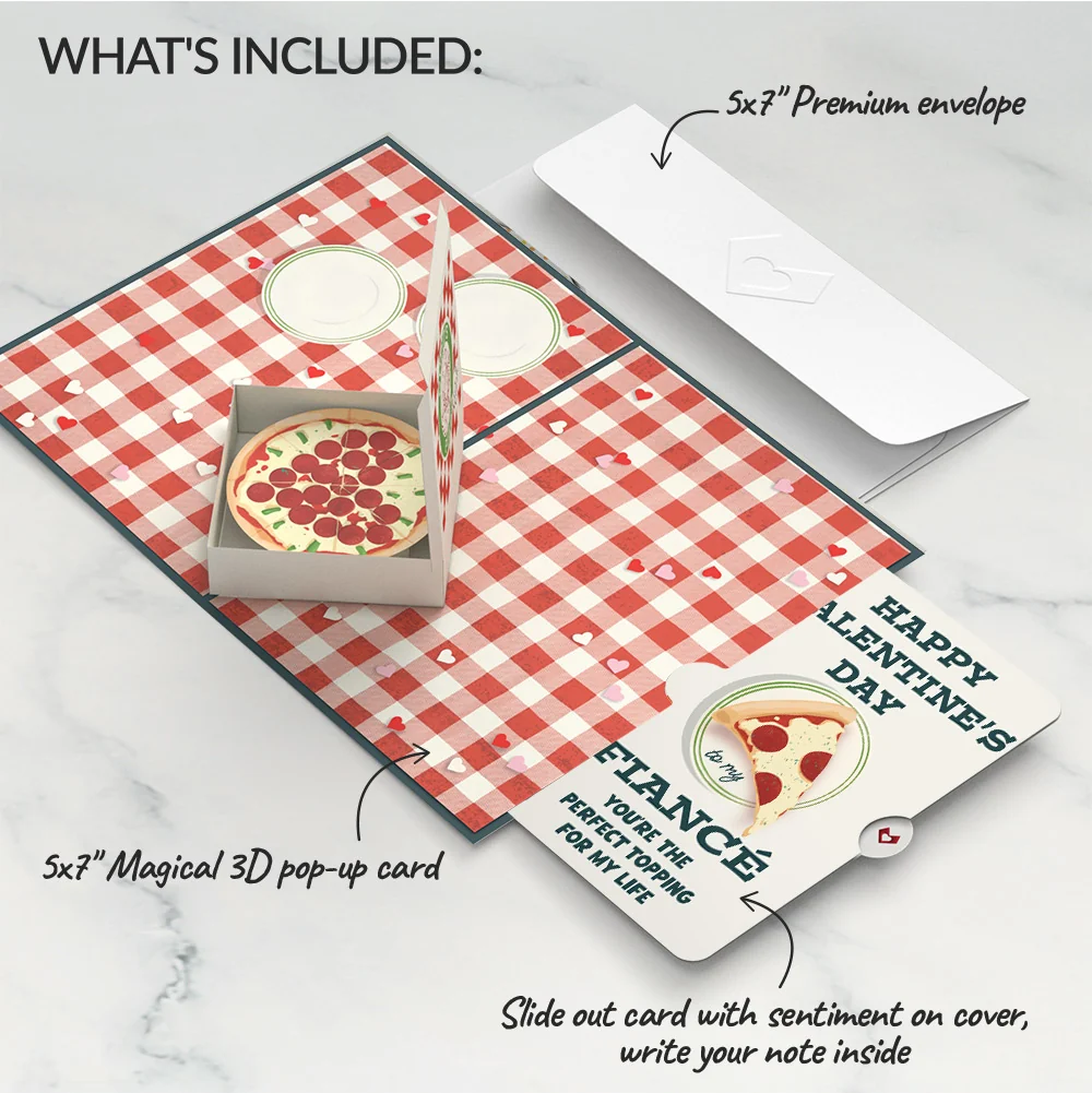 Lovepop Pizza Love Valentine Pop-Up Card and Sentiment Set for Fiancé Plate - Image 2