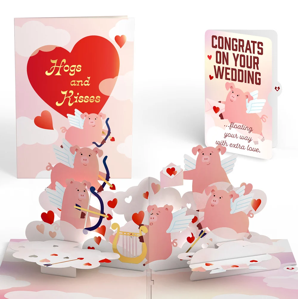 Lovepop Hogs and Kisses Weddings Music and Lights Pop-Up Card and Sentiment Set