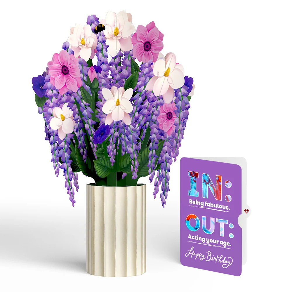Lovepop Wisteria Birthday Bouquet and IN & OUT Sentiment Set Cream