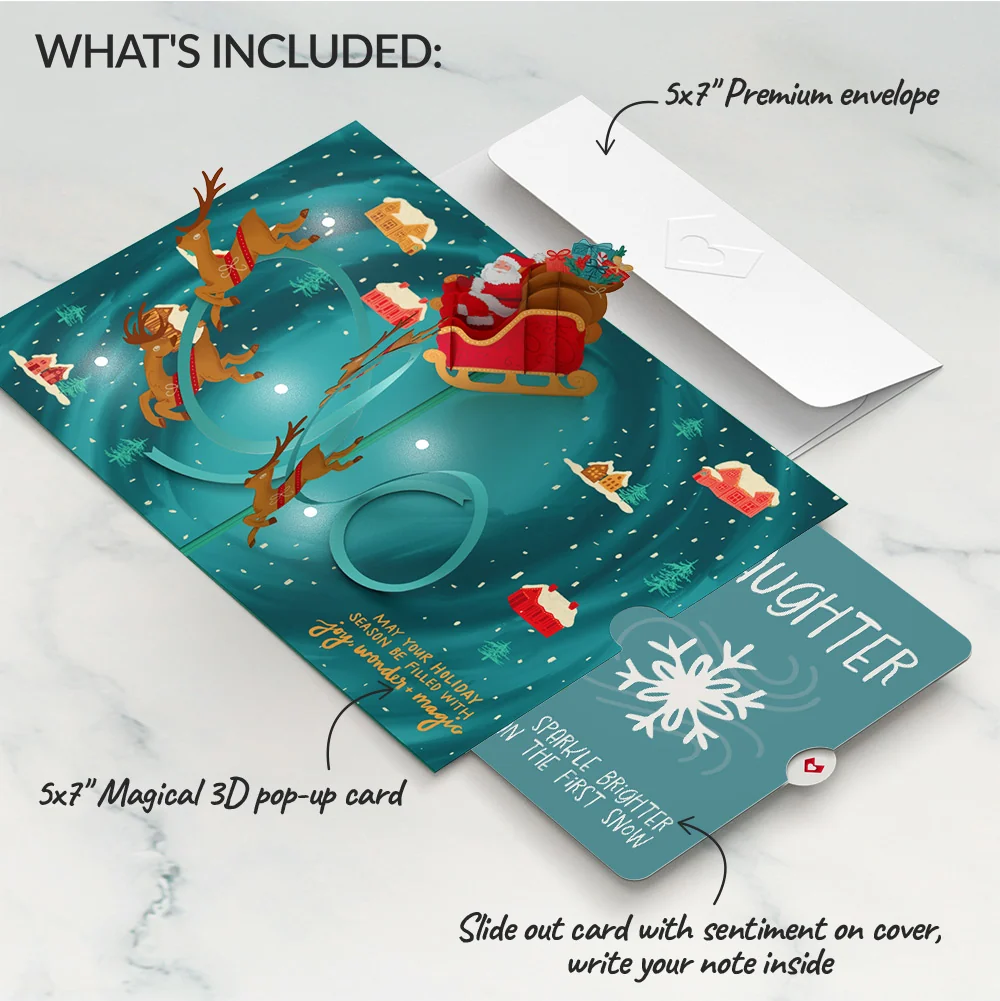 Lovepop Magic of Christmas Santa's Sleigh Light-Up Pop-Up Card and Sentiment Set for Daughter - Image 2