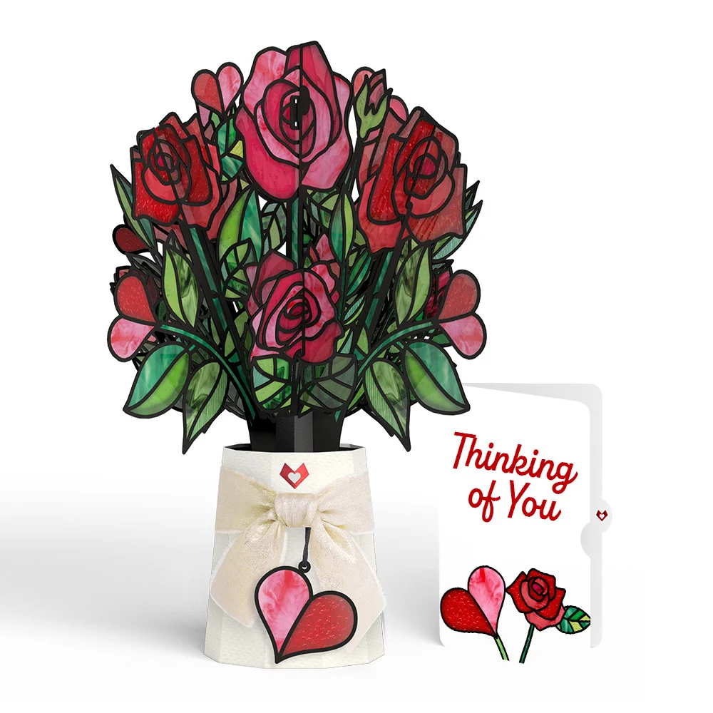 Lovepop Radiant Rose Thinking of You Suncatcher Bouquet and Sentiment Set Glass
