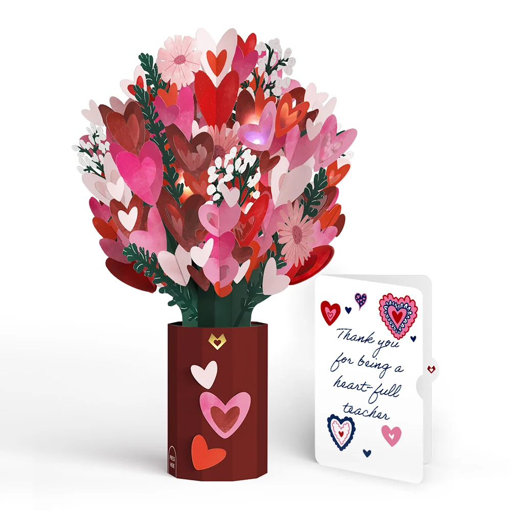 Lovepop Whimsical Hearts Thank You Light-Up Bouquet and Sentiment Set for Teacher Vase