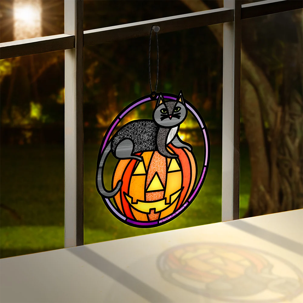 Lovepop Spooky Vibes Halloween Cat Suncatcher Card