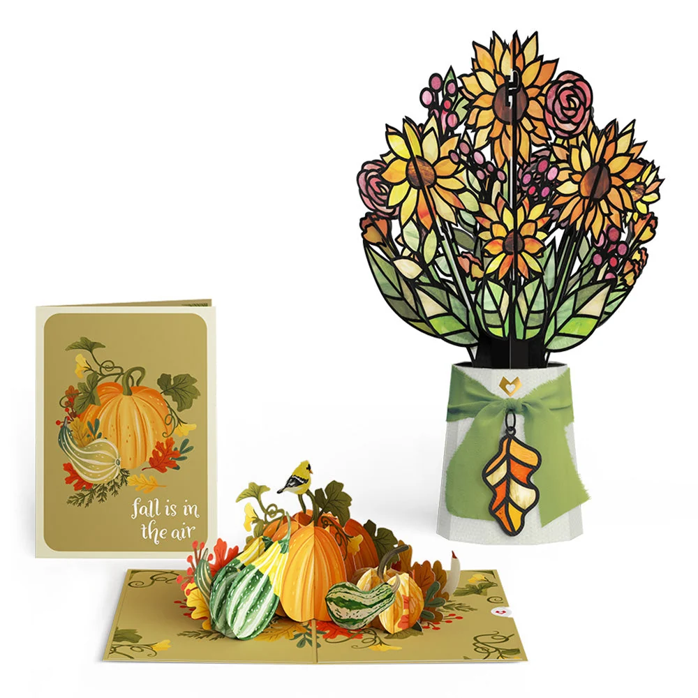 Lovepop Fall Is in the Air Pop-Up Card & Suncatcher Bouquet Bundle