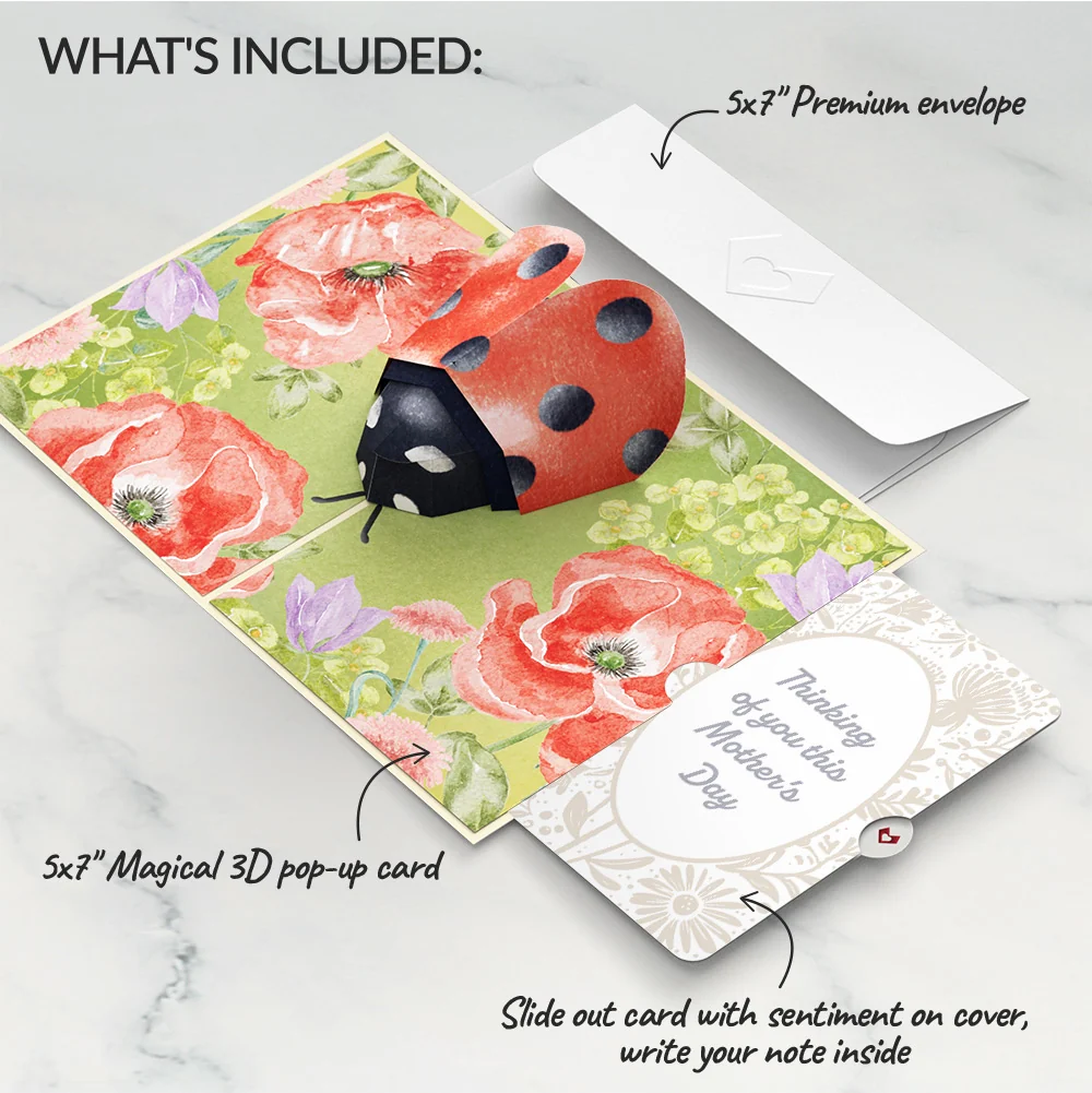 Lovepop Lovely Ladybug Mother’s Day Pop-Up Card and Sentiment Set for Mom Cream - Image 2