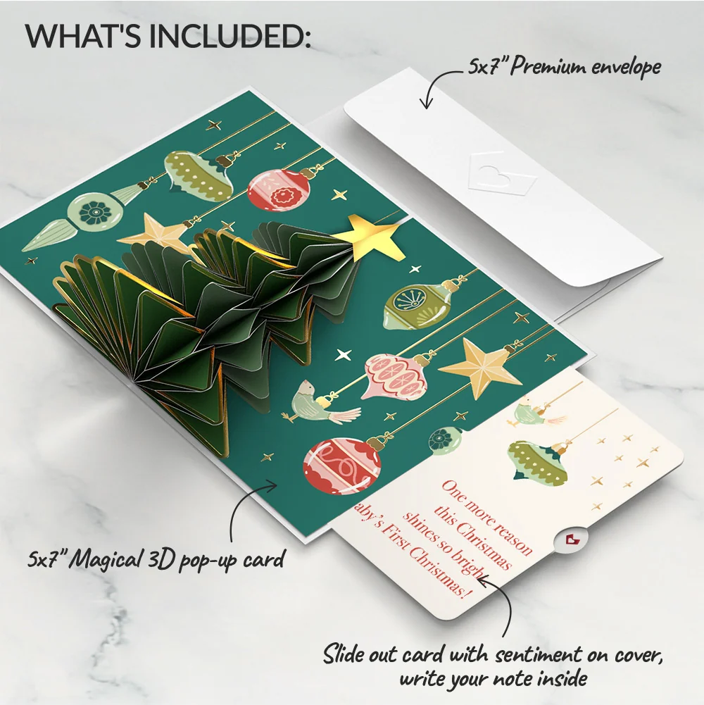 Lovepop Tis the Season Christmas Tree Pop-Up Card and Sentiment Set for Baby Cream - Image 2
