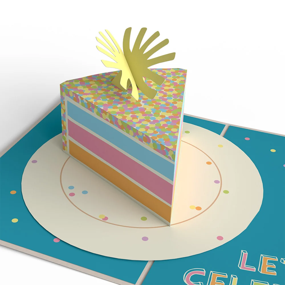 Lovepop Confetti Birthday Cake Slice Pop-Up Card Cream - Image 2