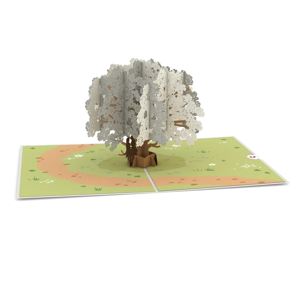 Lovepop Dogwood Love Scene Gray Same Sex Female Pop-Up Card Cream