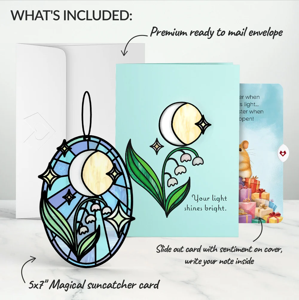 Lovepop Shine Bright Twilight Bloom Birthday Suncatcher Card and Happy Hamster Sentiment Set Glass - Image 2