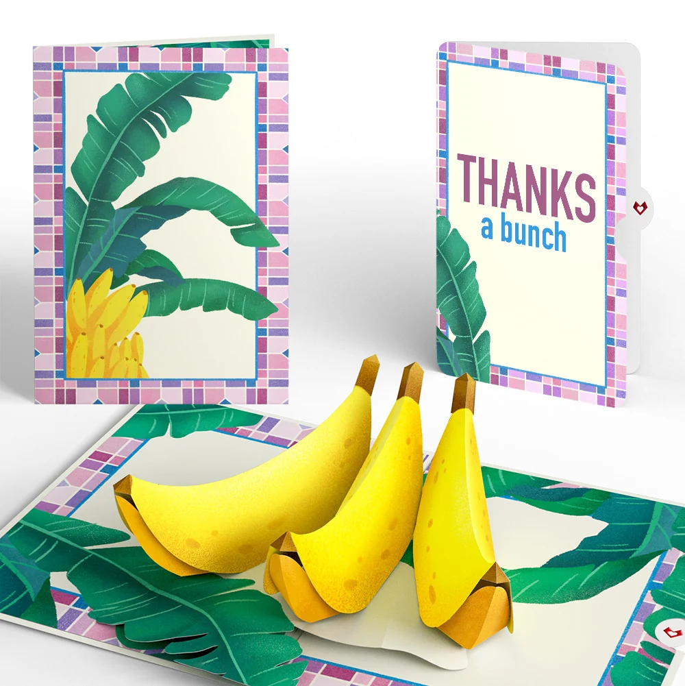 Lovepop Tropical Bananas Thank You Pop-Up Card and Sentiment Set Cream