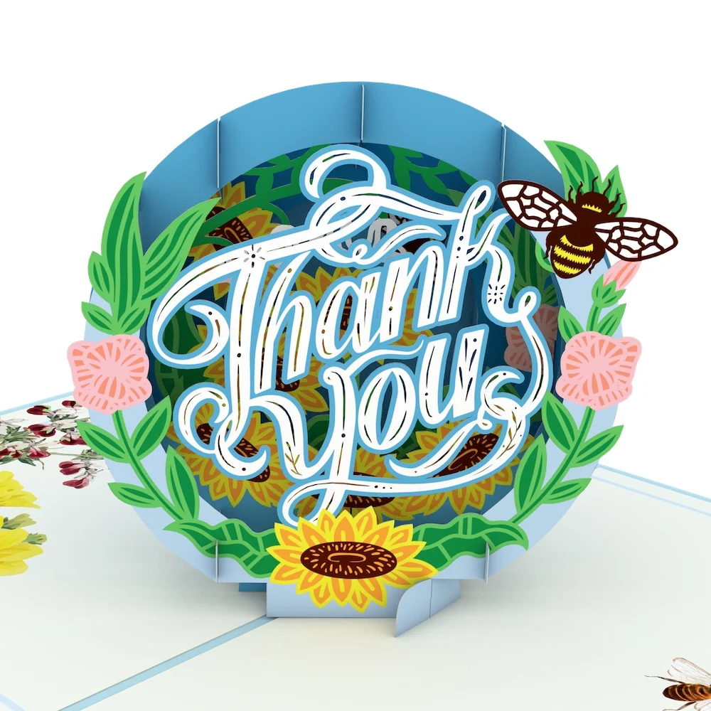 Lovepop Thank You Floral Pop-Up Card Glass - Image 2