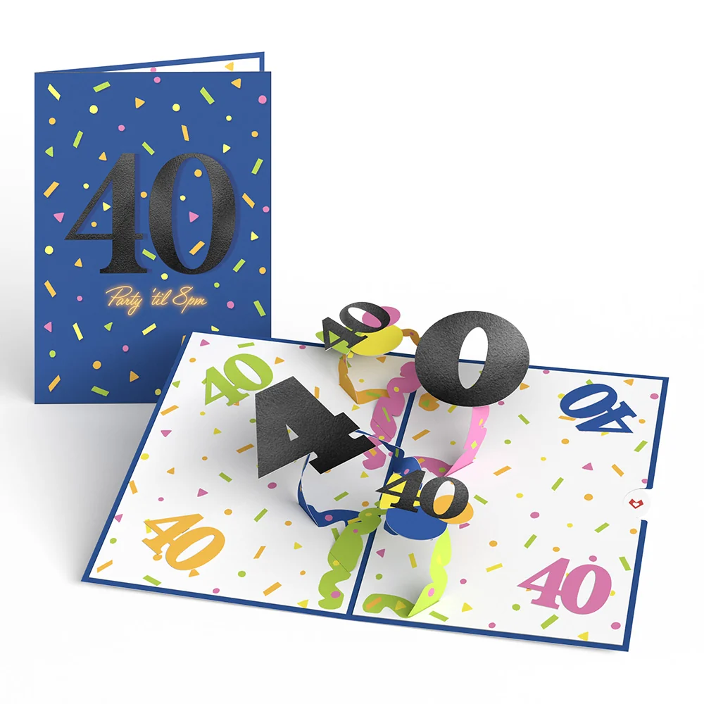 Lovepop Party ’til 8pm 40th Birthday Pop-Up Card