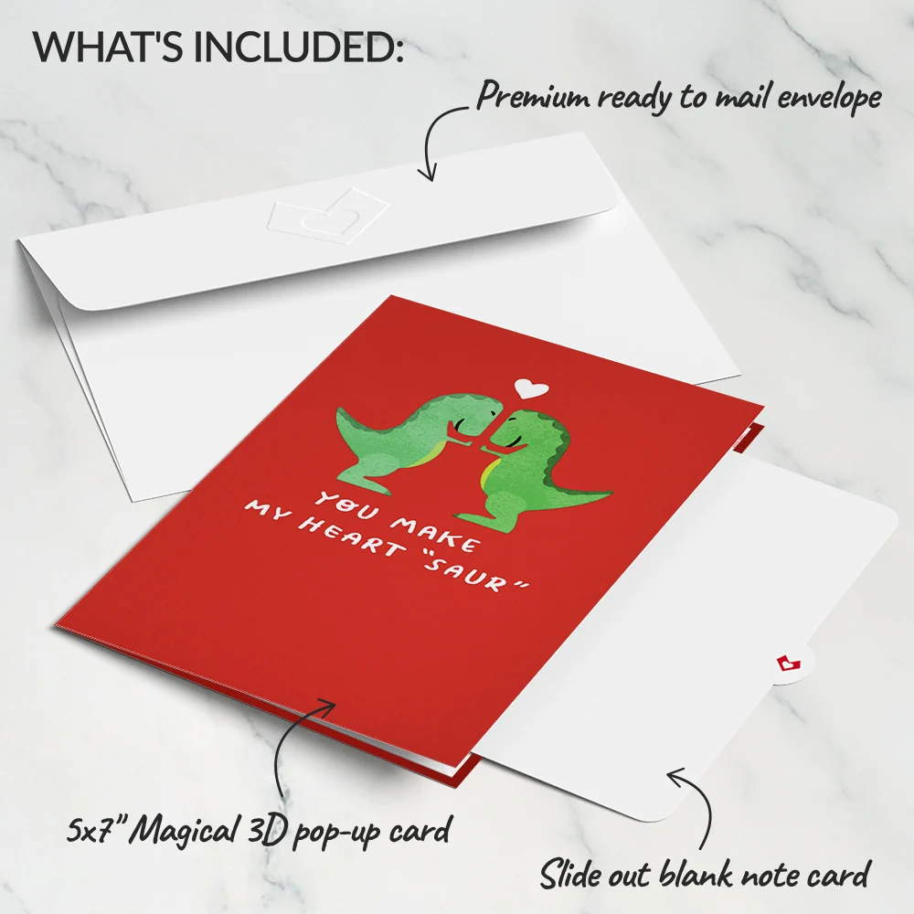 Lovepop You Make My Heart 'Saur' Pop-Up Card - Image 5