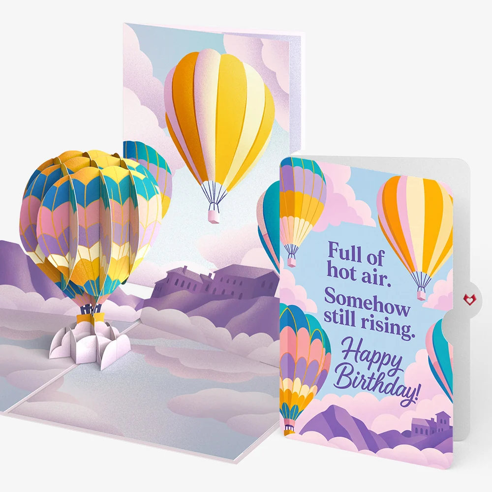 Lovepop Majestic Hot Air Balloon Birthday Pop-Up Card and Still Rising Sentiment Set Cream