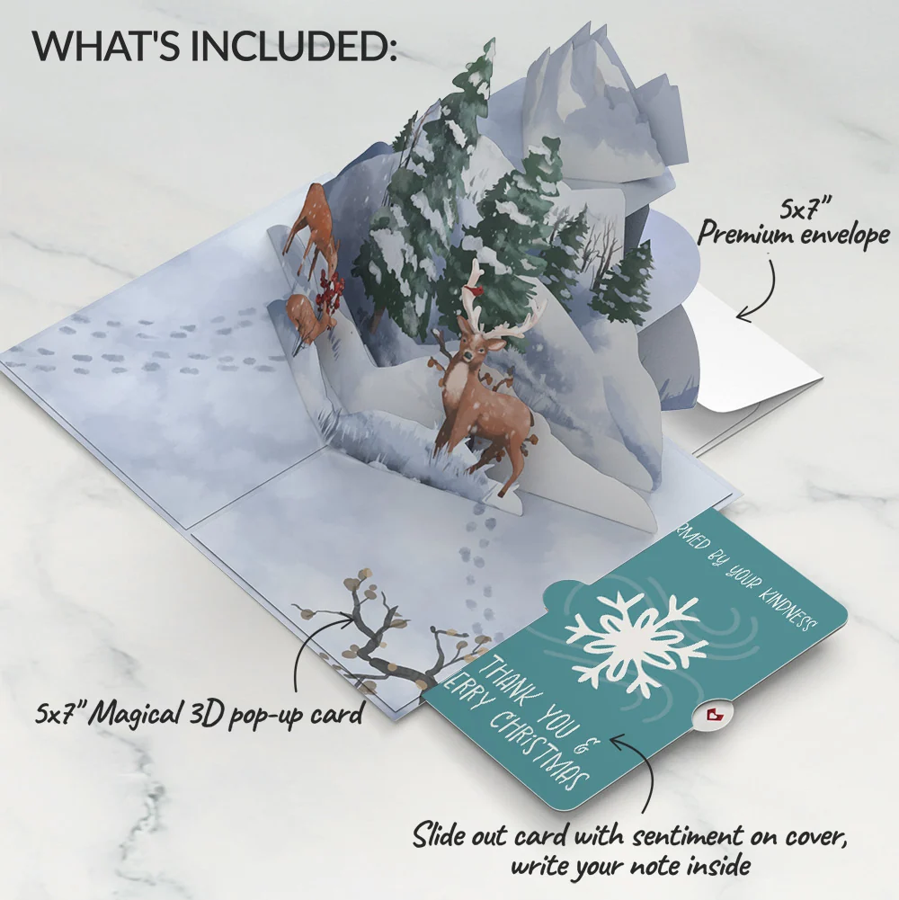 Lovepop Snowfall's Hush Christmas Pop-Up Card and Snowflake Kindness Sentiment Set - Image 2
