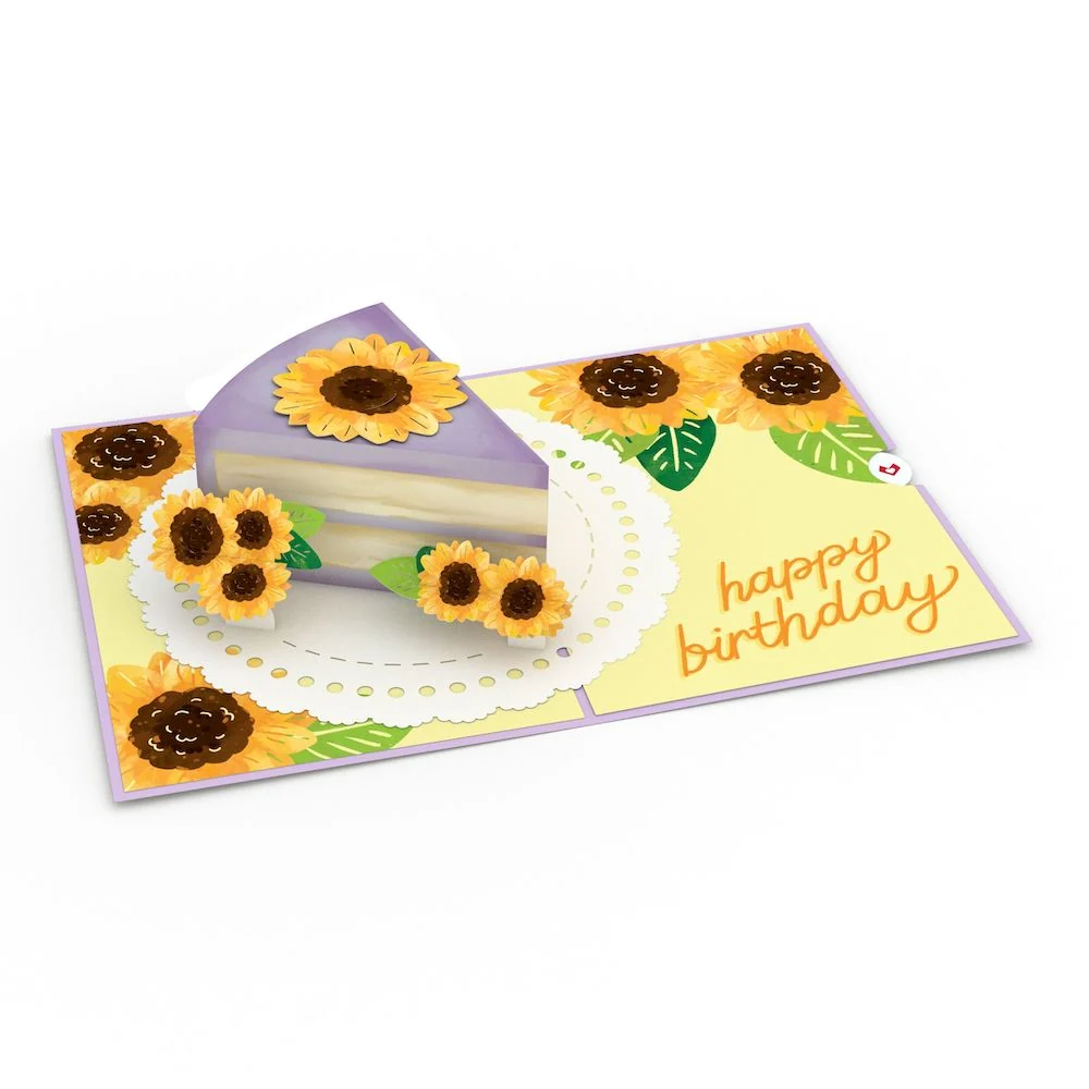Lovepop Sunflower Birthday Cake Slice Pop-Up Card Candle - Image 3