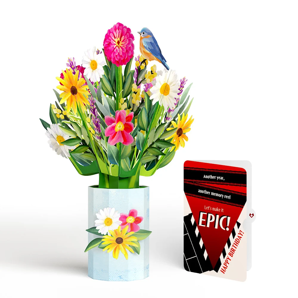 Lovepop Black-Eyed Susan Birthday Bouquet and Epic Reel Sentiment Set Vase