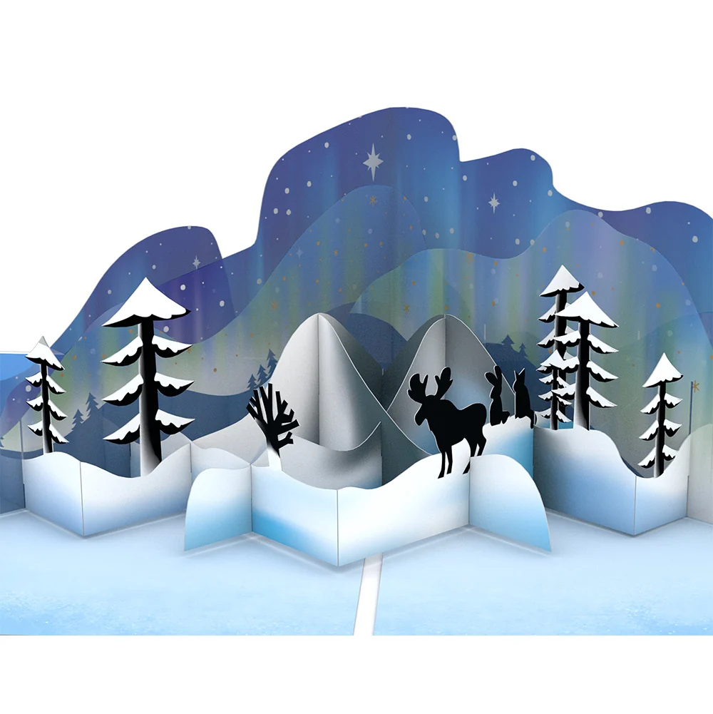 Lovepop Winter Borealis Scene Pop-Up Card and Snowflake Holiday Sentiment Set - Image 3