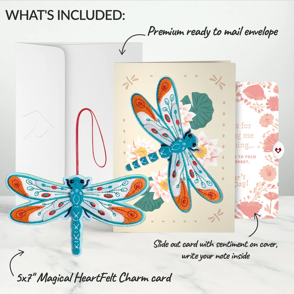 Lovepop Peaceful Dragonfly Mother’s Day HeartFelt Charm Card and Poppies Garden Frame Sentiment Set for Mom Cream - Image 2