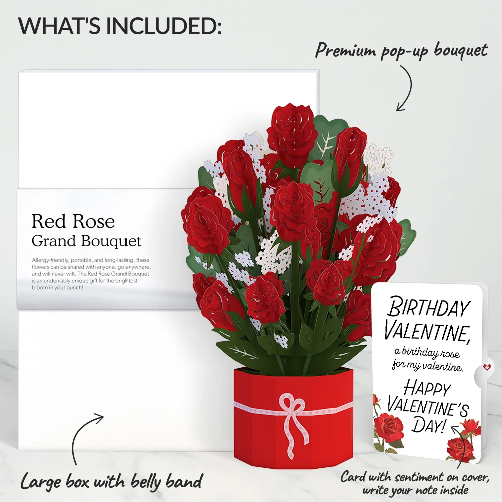 Lovepop Red Rose Birthday Grand Bouquet and Sentiment Set Vase - Image 2