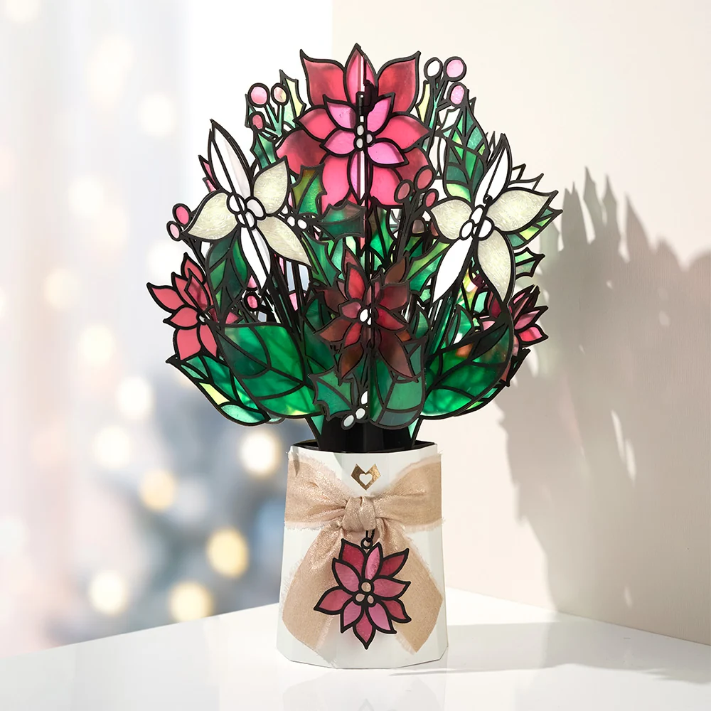 Lovepop Poinsettia Shimmer Suncatcher Bouquet Vase
