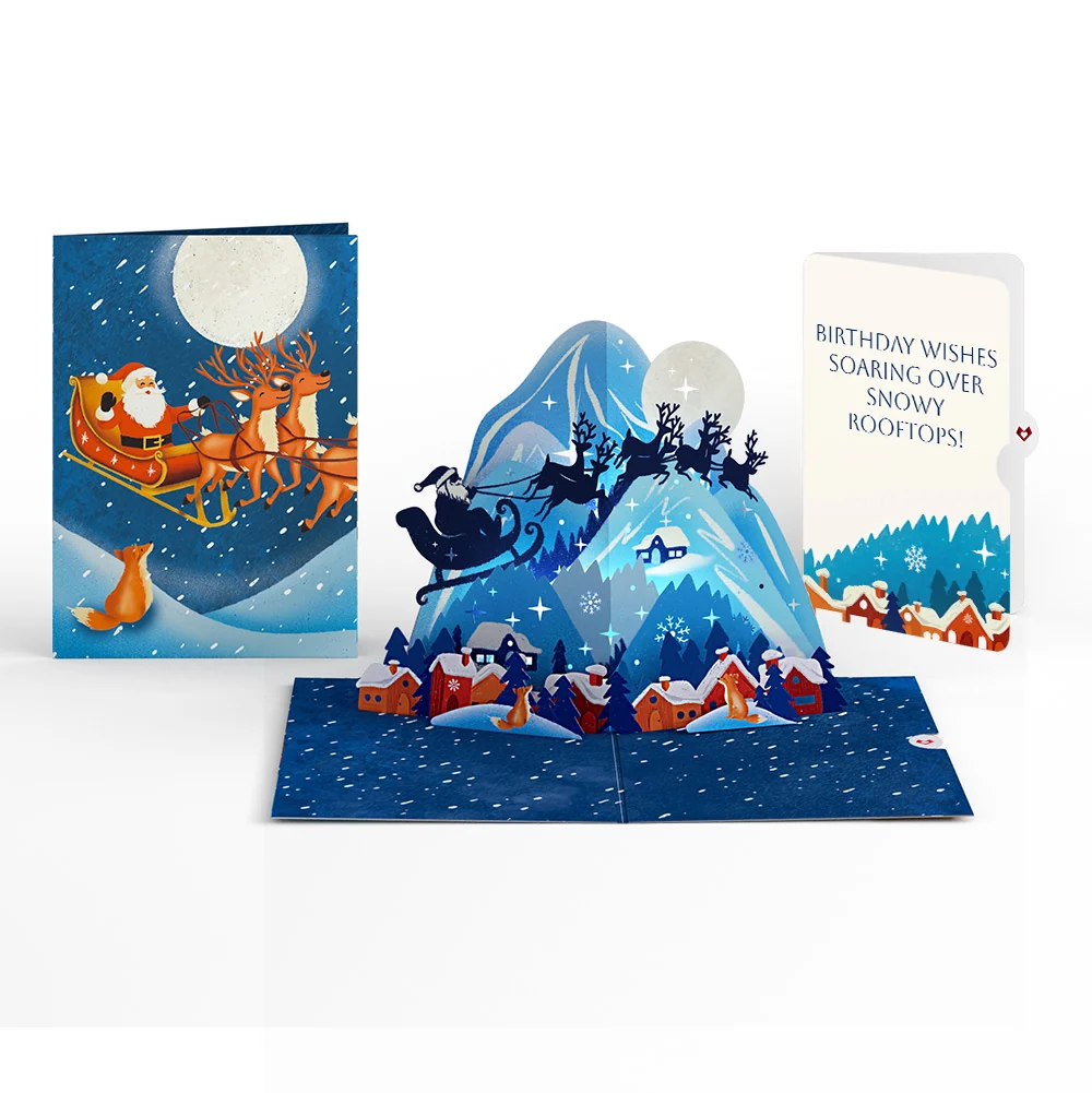 Lovepop Christmas Eve Sleigh Ride Music and Lights Pop-Up Card and Birthday Sentiment Set Cream