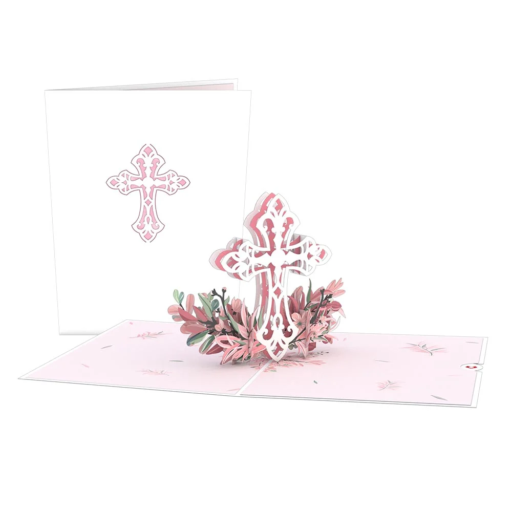 Lovepop Pink Floral Cross Pop-Up Card