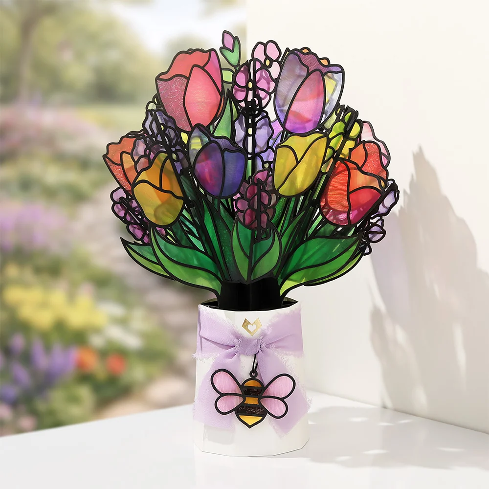 Lovepop Vibrant Tulip Suncatcher Bouquet Vase