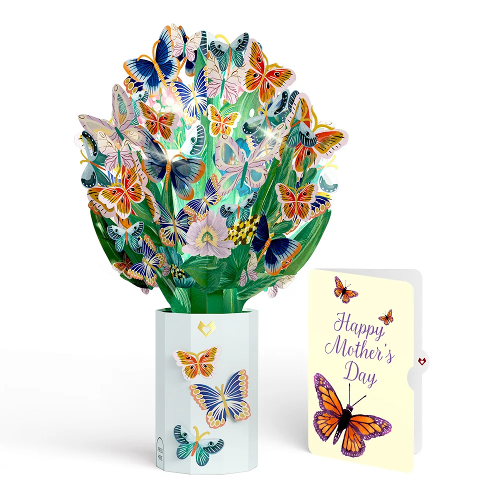 Lovepop Butterfly Garden Mother’s Day Light-Up Bouquet and Sentiment Set for Mom Vase